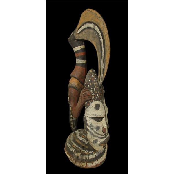 PAPUA NEW GUINEA SEPIK RIVER HORNBILL & SPIRIT FIGURE.