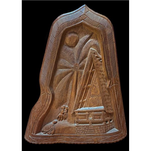 DOUBLE SIDED RISQUE CARVED SOUTH SEAS PANEL.