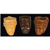 Image 1 : SET OF THREE CARVED FIGURAL HEAD CUPS.