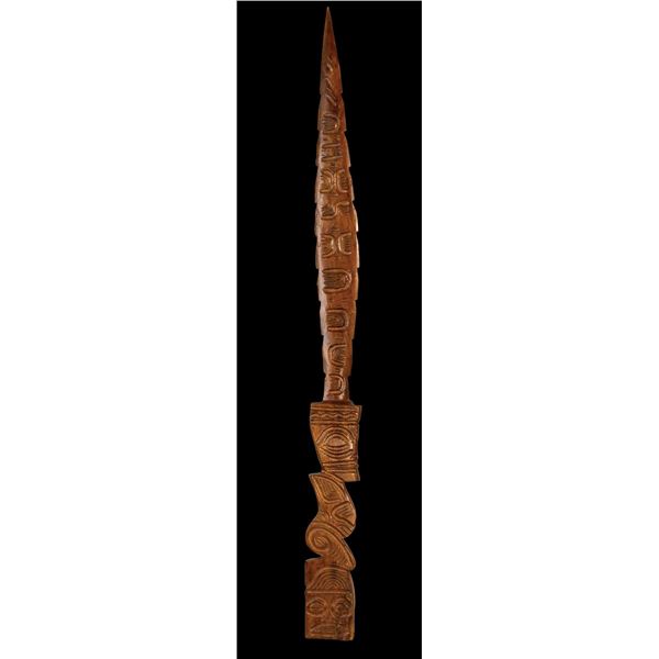 MARQUESAS ISLAND FIGURAL SPEAR/LANCE SECTION.