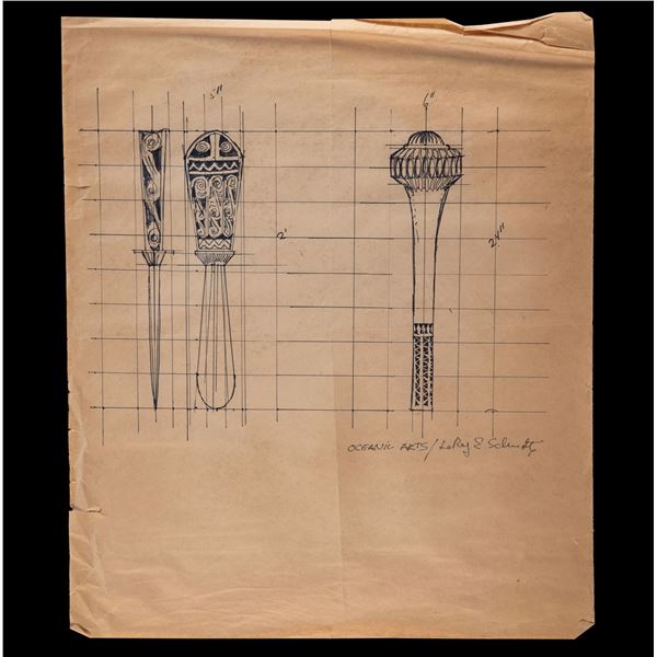 OA LEROY SCHMALTZ WAR CLUBS DESIGN SKETCH.
