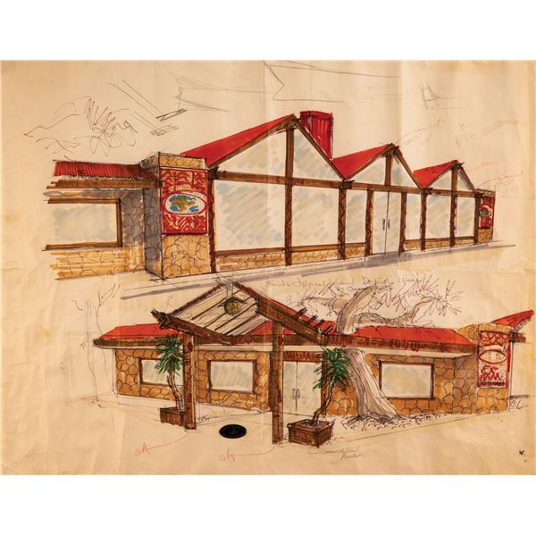 CONCEPTUAL DRAWING FOR SUND'S TROPICAL ISLAND - BEVERLY BOULEVARD, WHITTIER, CA.