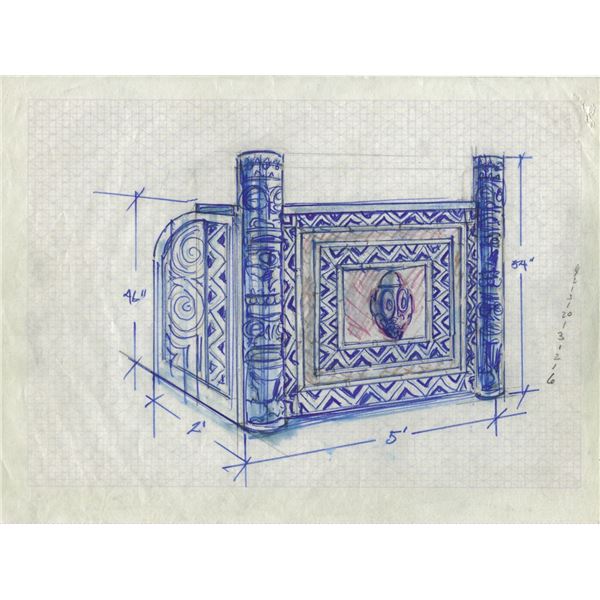 ORIGINAL CONCEPT SKETCH FOR KIMO'S POLYNESIAN WEAR STORE CHECKOUT COUNTER.