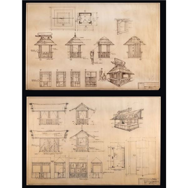 SET OF TWO (2) LION COUNTRY SAFARI KODAK CAMERA & FILM HUT ORIGINAL DESIGN DRAWINGS.