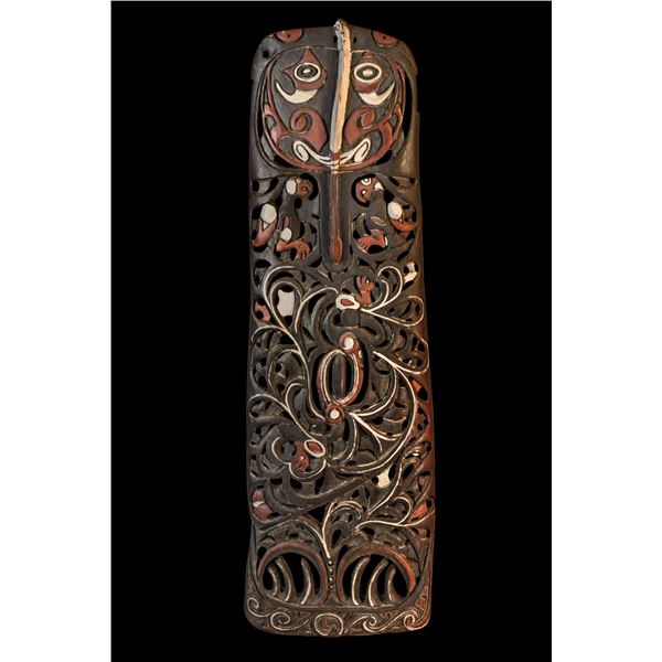#401 "NEW GUINEA RITUAL BOARD" WALL SAMPLE CARVING.
