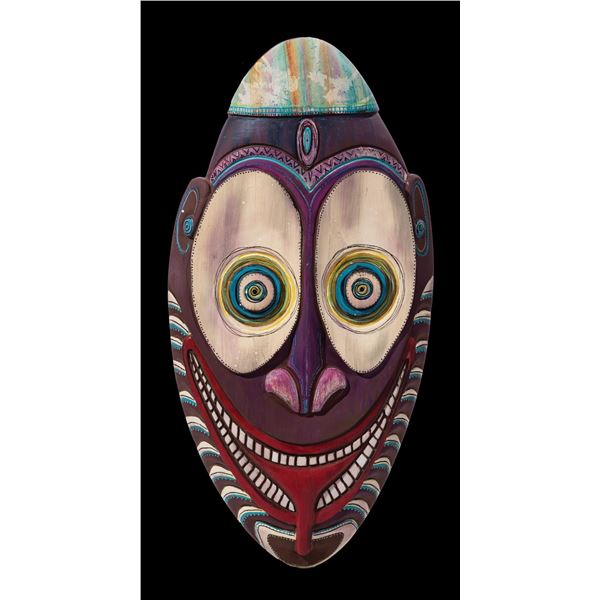 #428 "NEW GUINEA MASK" POLYCHROMED WALL MASTER SAMPLE/RENTAL CARVING.