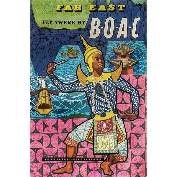 BOAC AIRLINES "FAR EAST" TRAVEL POSTER.