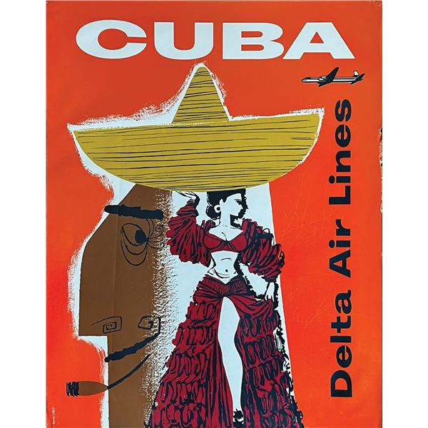 DELTA AIR LINES CUBA TRAVEL POSTER.