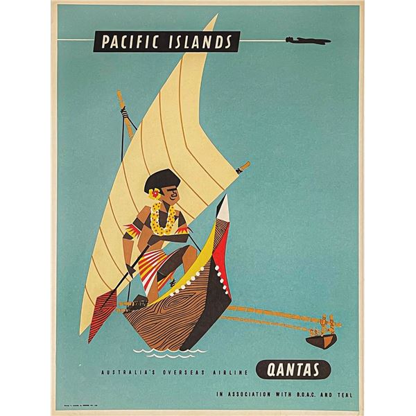 QANTAS AIRLINES PACIFIC ISLANDS TRAVEL POSTER.