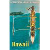 Image 1 : UNITED AIRLINES HAWAII "OUTRIGGER" TRAVEL POSTER BY STAN GALLI.