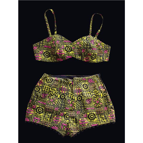 MOD HAWAIIAN PRINT TWO-PIECE HIGH WAISTED SWIMSUIT.