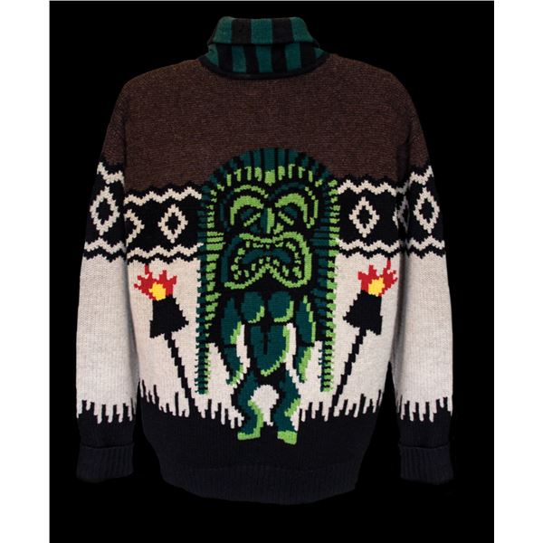 STUNNING BOB VAN OOSTING'S ENGLISH WOOL HAWAIIAN THEMED TIKI SWEATER.