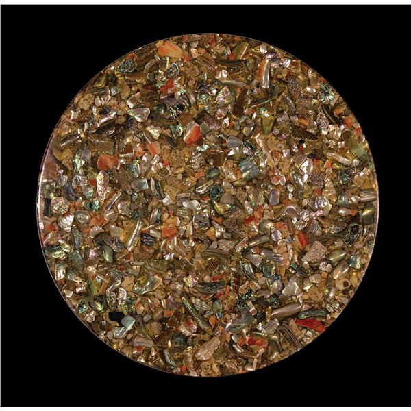 OCEANIC ARTS CUSTOM CRUSHED ABALONE RESIN TABLE TOP SHOWROOM SAMPLE.