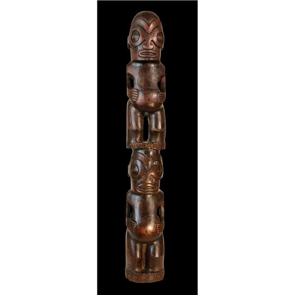 #156 DOUBLE STACKED "MARQUESAN TIKI POSTMASTER PATTERN CARVING.