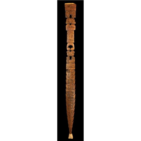 OA MARQUESAS ISLAND FIGURAL SPEAR/LANCE MASTER PATTERN CARVING.