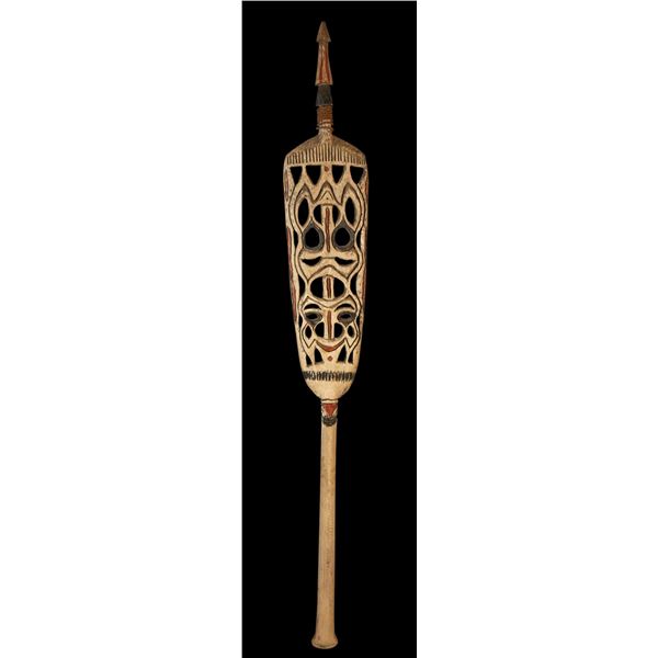 #315 "DUTCH NEW GUINEA CEREMONIAL SWEEP/PADDLE" OA SHOWROOM WALL SAMPLE CARVING.
