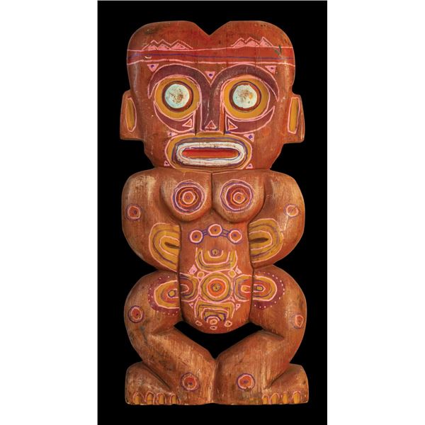 #452 "NEW GUINEA CARVED & POLYCHROMED FIGURE" WALL MASTER SAMPLE CARVING.