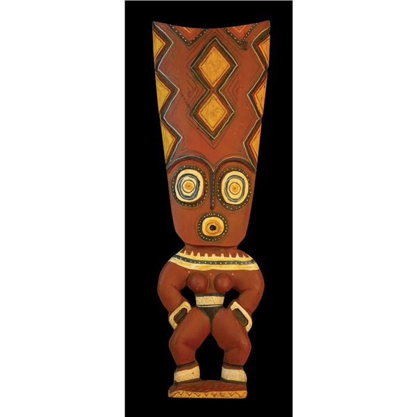 #444 "NEW GUINEA WALL FIGURE" POLYCHROMED MASTER WALL SAMPLE CARVING.