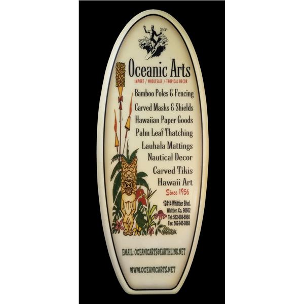 OCEANIC ARTS SHOWROOM SURFBOARD COMPANY ADVERTISING SIGN.