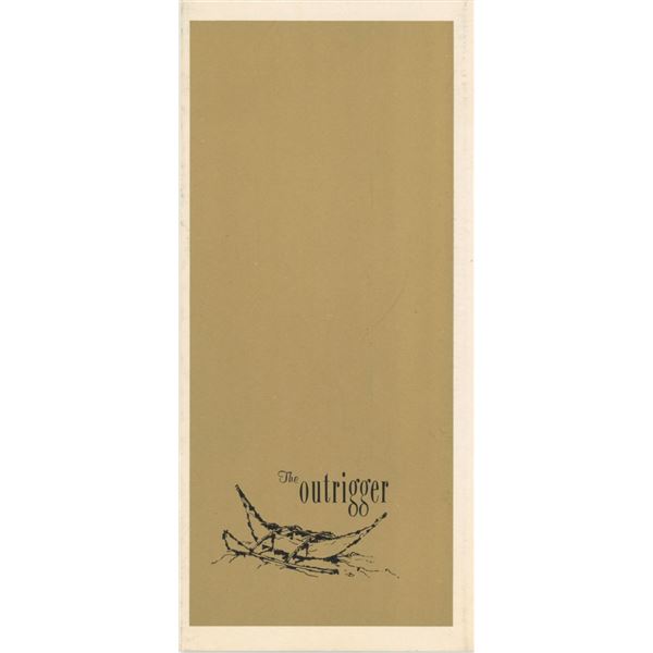 THE OUTRIGGER - COCKTAIL TABLE CARD AND SOUVENIR ACCORDION MENUS.