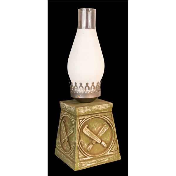 "PLANTERS BAR" KAUAI SURF GREEN SUGAR CANE MACHETE LOGO OA TIKI TABLE LAMP.