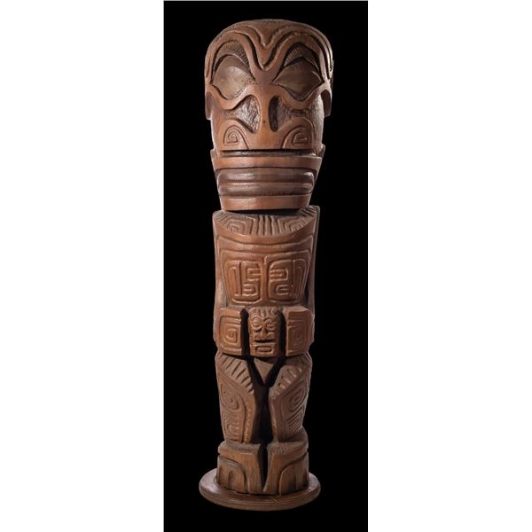 CLASSIC LEROY SCHMALTZ - OCEANIC ARTS GIANT MARQUESAN TIKI FIGURAL CARVING.