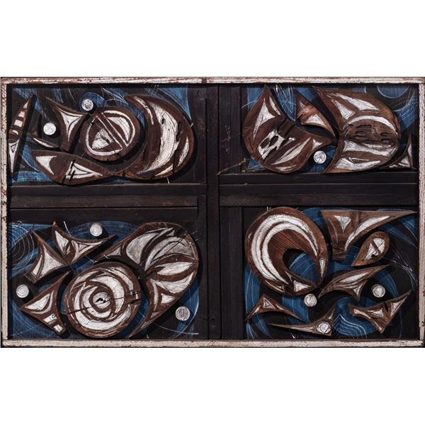 VERY EARLY LEROY SCHMALTZ MODERNIST ABSTRACT ASSEMBLAGE.