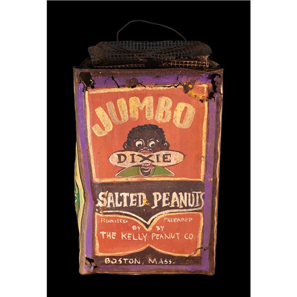 LEROY SCHMALTZ - OIL CAN HAND DECORATED LANTERN ART - JIMBO ROASTED PEANUTS.