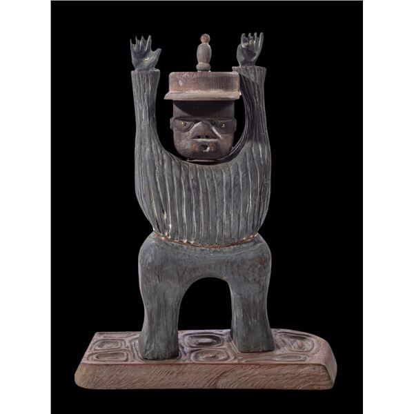 LEROY SCHMALTZ - "UMP JUMP" WOOD, COPPER & BRASS FIGURAL SCULPTURE.