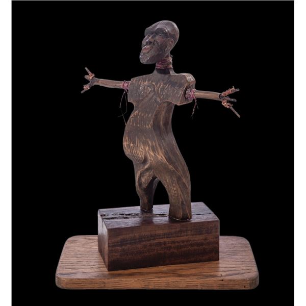 LEROY SCHMALTZ - "EXULTATION & SUPPLICATION" WOOD FIGURAL SCULPTURE.