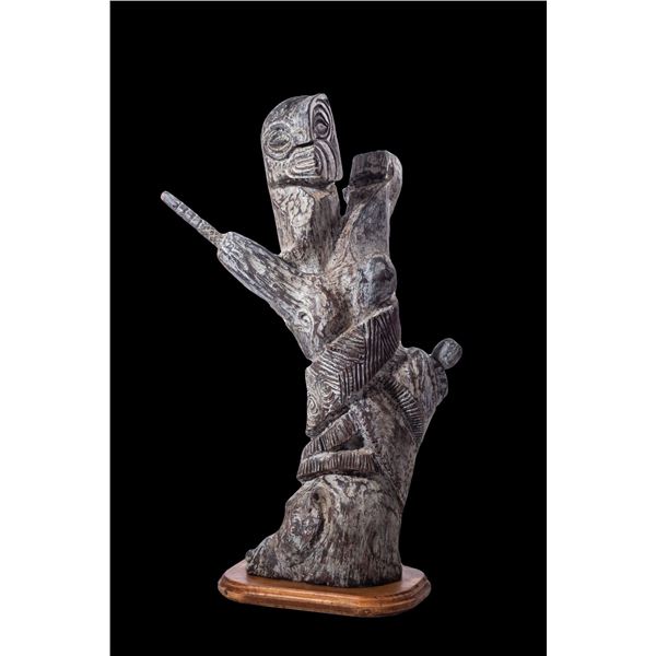 LEROY SCHMALTZ - POLYNESIAN ABSTRACT CARVING ON BASE.