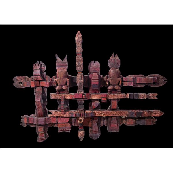 LEROY SCHMALTZ - "SHY ASHAMED BASHFUL - PAA HA'AMA" PRIMITIVE TIKI ABSTRACT ASSEMBLAGE.