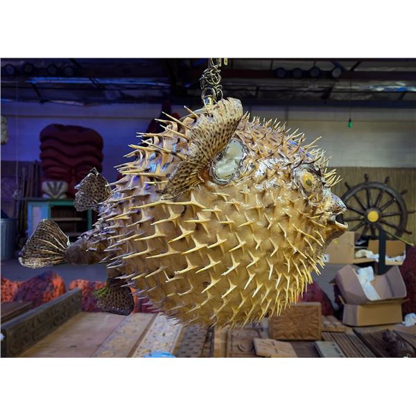 VINTAGE OA VERY LARGE PUFFER FISH (ELECTRIFIED).