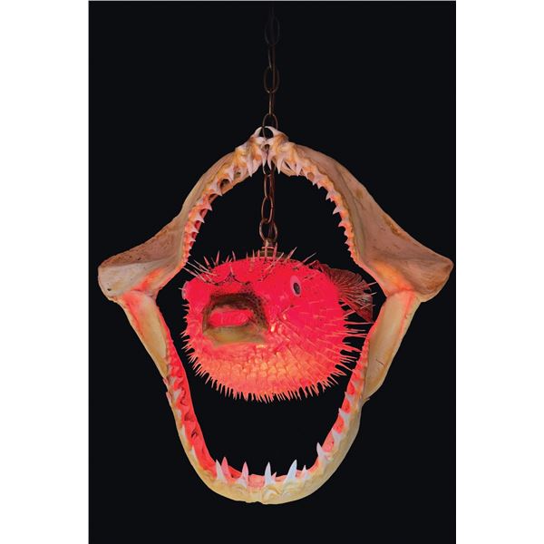 #2361 EXQUISITE OA SHOWROOM SAMPLE "SHARK JAW & PUFFERFISH" LAMP.