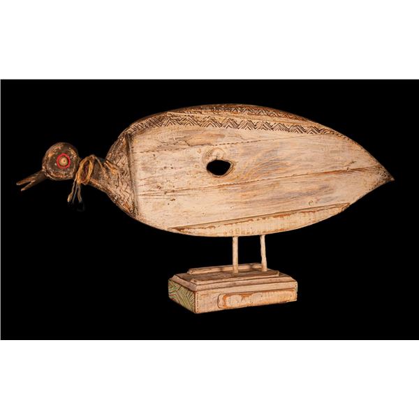 HAWAIIAN GOOSE "NENE" WOOD CARVING ON BASE BY LEROY SCHMALTZ.