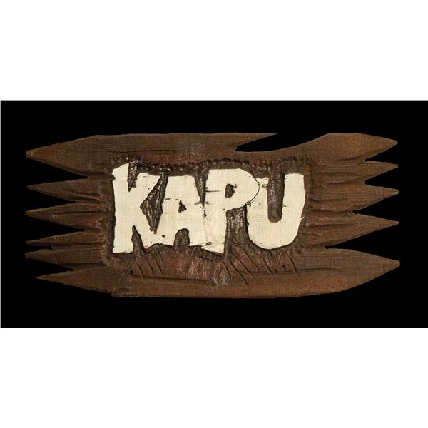 OA CARVED "KAPU" - DANGER SIGN.