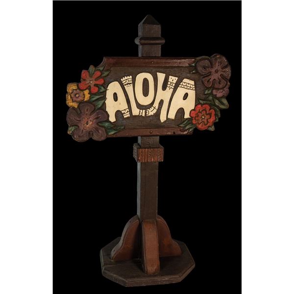 "ALOHA" OA LUAU RENTAL DEPARTMENT FLOOR SIGN.