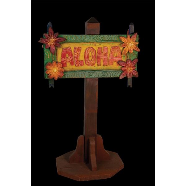 "ALOHA" OA LUAU RENTAL DEPARTMENT FLOOR SIGN.