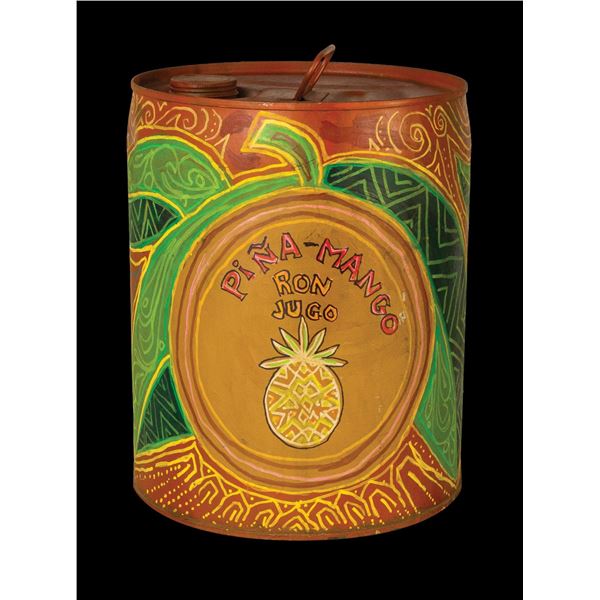LEROY SCHMALTZ PINA-MANGO RON JUGO HAND PAINTED DECORATIVE JUICE CAN PROP.