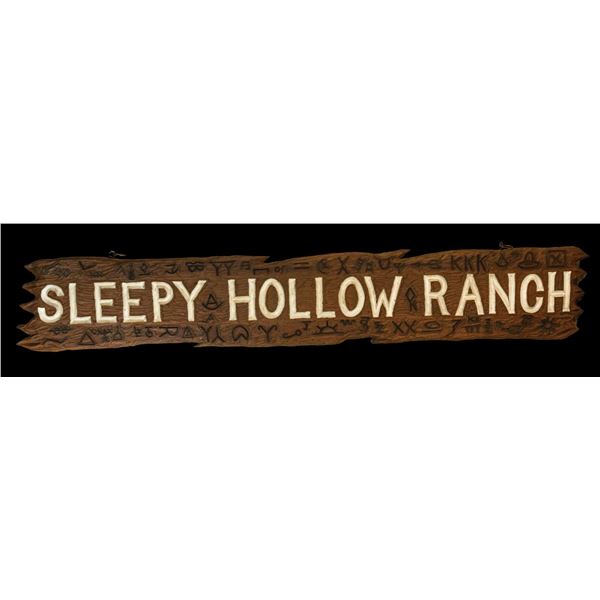 OA CARVED "SLEEPY HOLLOW RANCH" WESTERN SIGN.