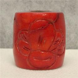 176 CTS CARVED BAMBOO CORAL BEAD 27x25 MM - FULL DRILLED