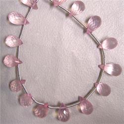 65 CTS ROSE QUARTZ BRIOLETTE STRAND 12x7 MM