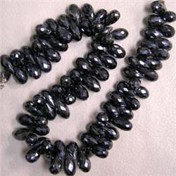 247 CTS BLACK MYSTIC SPINEL BRIOLETTE STRAND 10x5 MM
