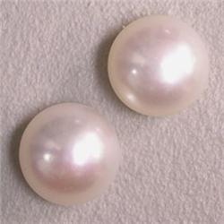 10 MM PAIR OF BUTTON FRESHWATER PEARLS  - HALF DRILLED