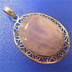 55x40 MM ROSE QUARTZ METAL PENDANT