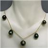 Image 1 : 14K GOLD 14x13-12x10 MM BLACK TAHITIAN PEARL NECKLACE