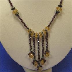 179 CTS VINTAGE CITRINE AND RHODOLITE NECKLACE - 16 INCHES LONG