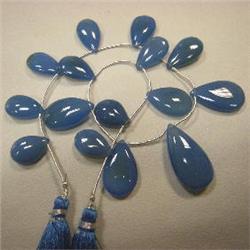 140+ CTS BLUE AGATE TEAR DROPS STRAND