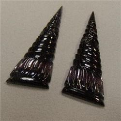 63 CTS PAIR OF CARVED TOURMALINE PIECES 50x20 MM