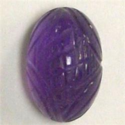 8.97 CTS CARVED OVAL AMETHYST CABOCHON 15x10 MM
